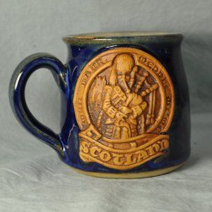 12 oz mug Stonebridge Pottery Scotland blue pottery (w1596)